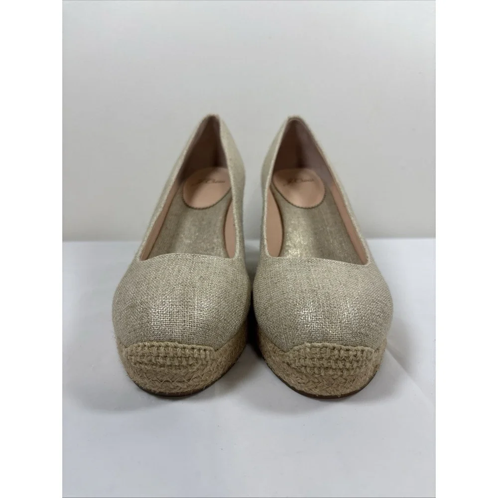 J Crew Womens 8 Seville Gold Canvas Wedge Espadrille Heels Pump Preppy Versatile